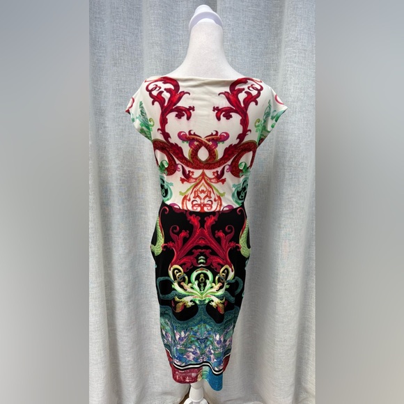 As Is Roberto Cavalli short sleeve stretch sheath dress with clasp - Picture 3 of 15